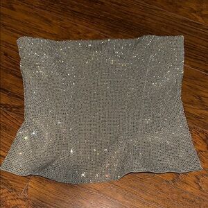 Sparkling Silver Rhinestone Tube Top